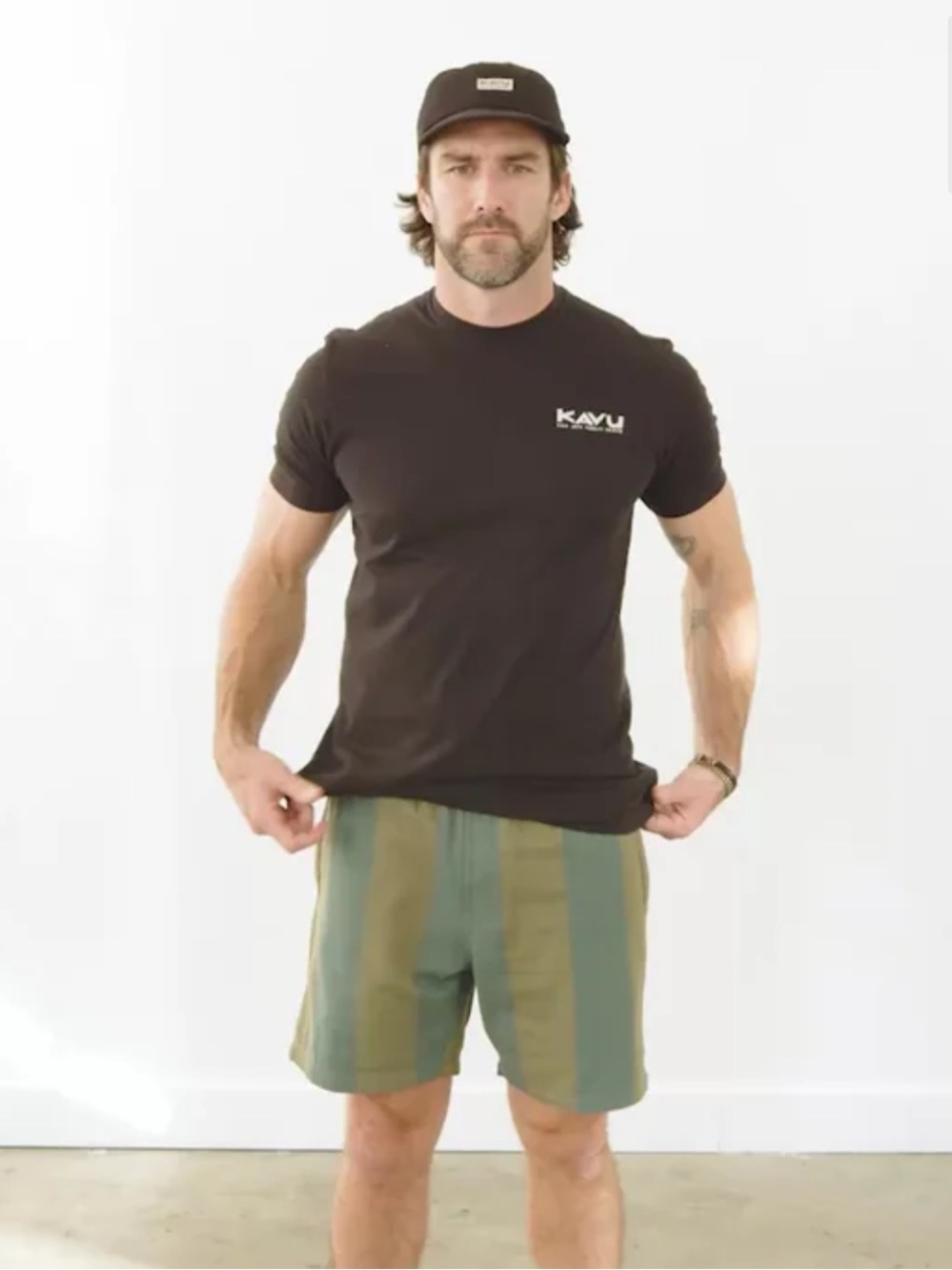 Kavu Seaboard Shorts in Olive Stripe Size Medium NWOT